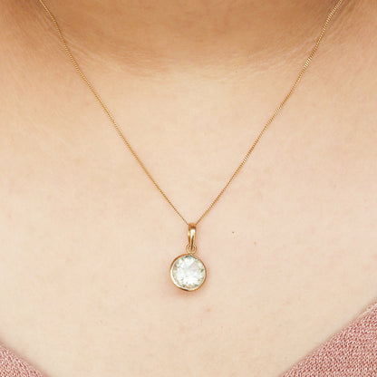 Green Amethyst Pendant 14K Gold