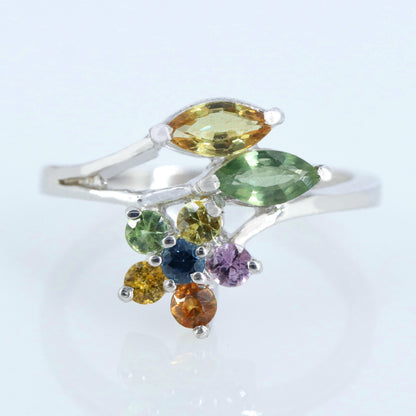 Classic Multi Sapphire Ring Silver