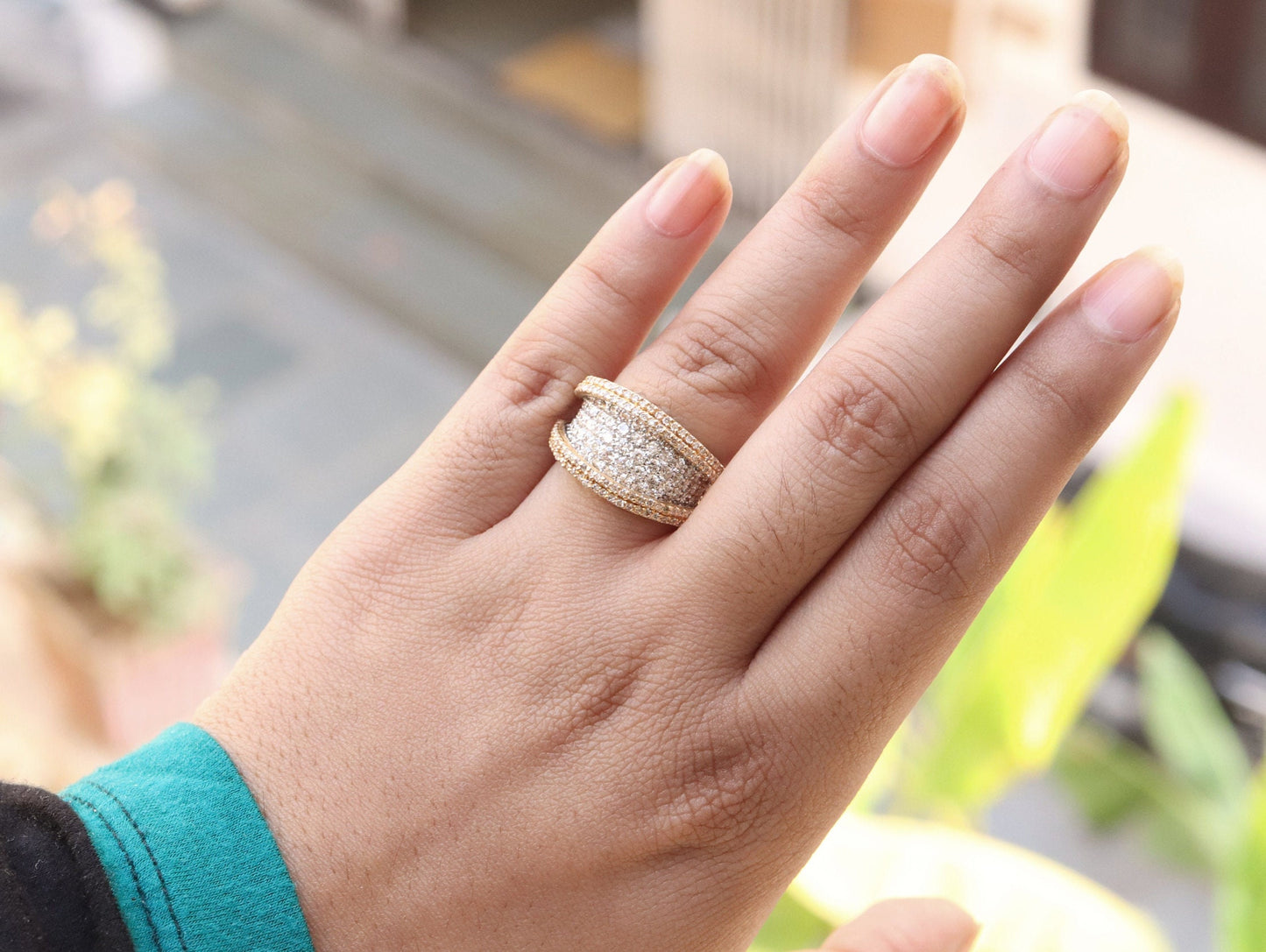 Two Tone Statement Ring 18K Gold