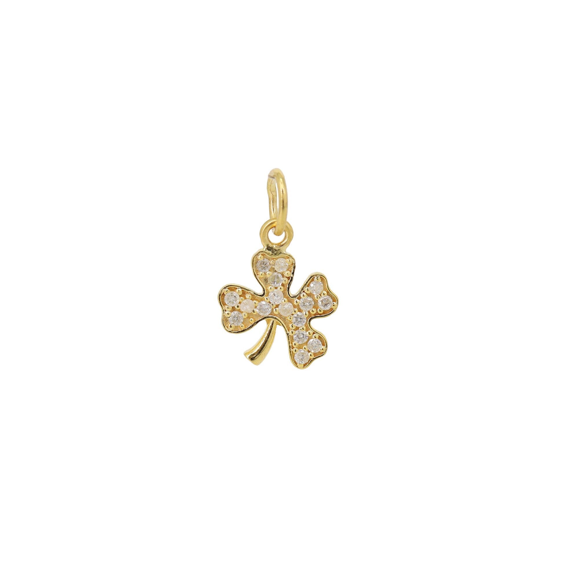 Very Beautiful Luck Leaf Designer Pave Pendant 14K Gold