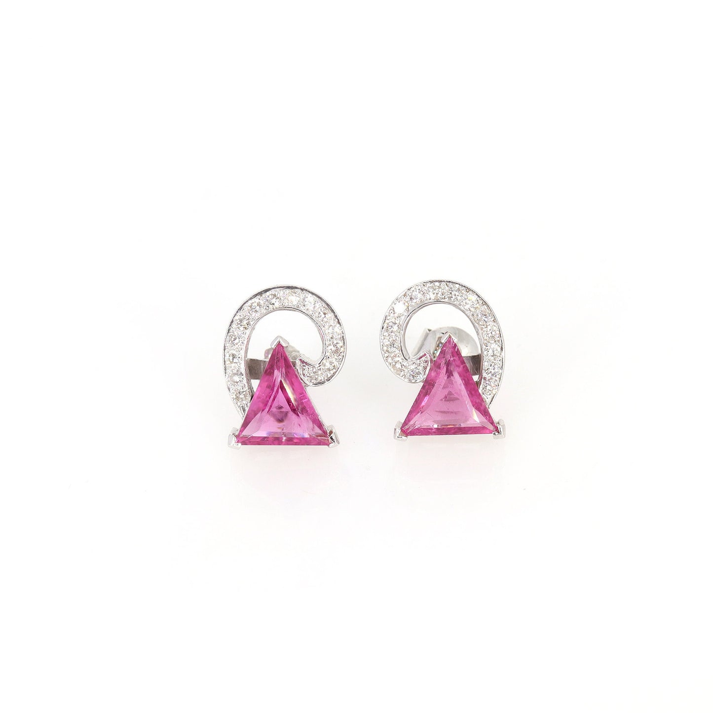 Beautiful White Rubellite Tourmaline Stud Earring 18K Gold