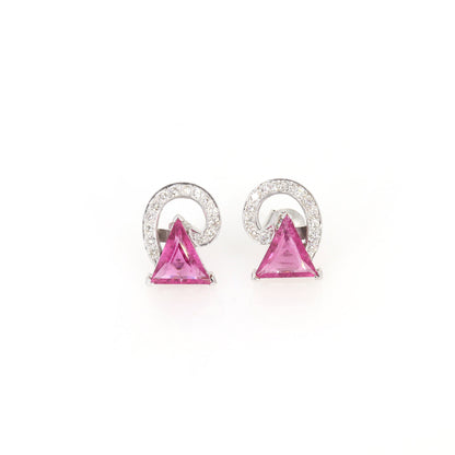 Beautiful White Rubellite Tourmaline Stud Earring 18K Gold