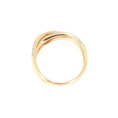 Rose Criss Cross Wedding Band: Micro Pave Crossover Ring 18K Gold