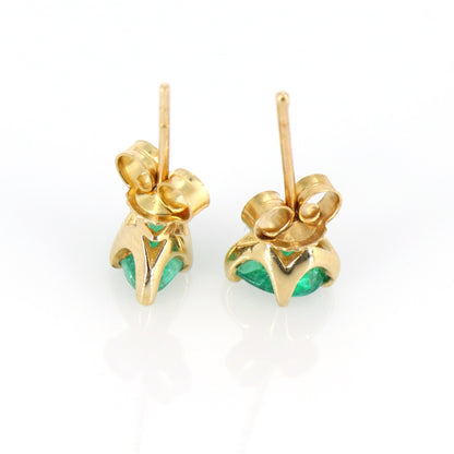 7Mm Emerald Stud Earring 14K Gold