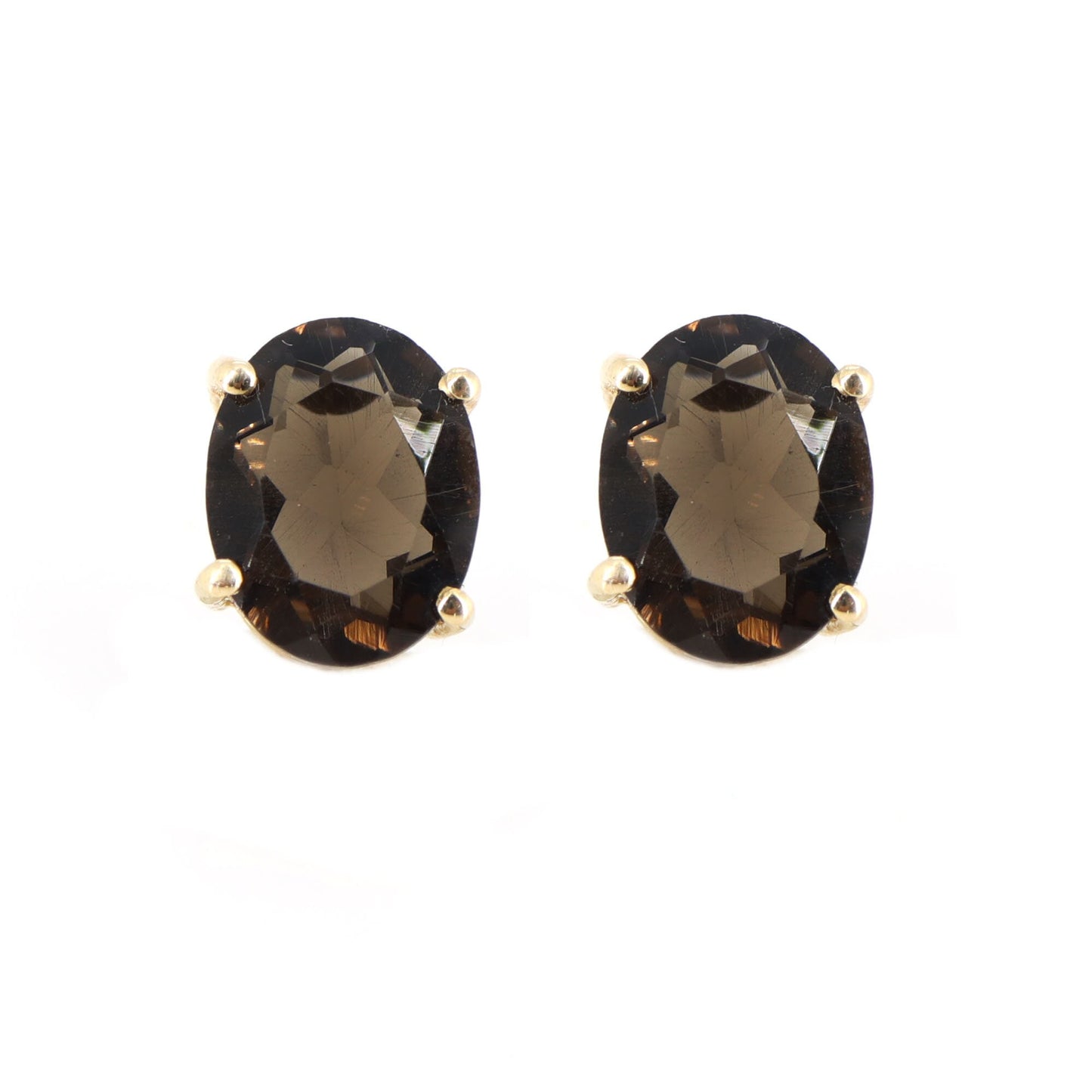 Faceted Smoky Quartz Studs Or Necklace 14K Gold