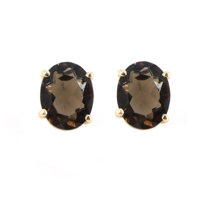 Faceted Smoky Quartz Studs Or Necklace 14K Gold