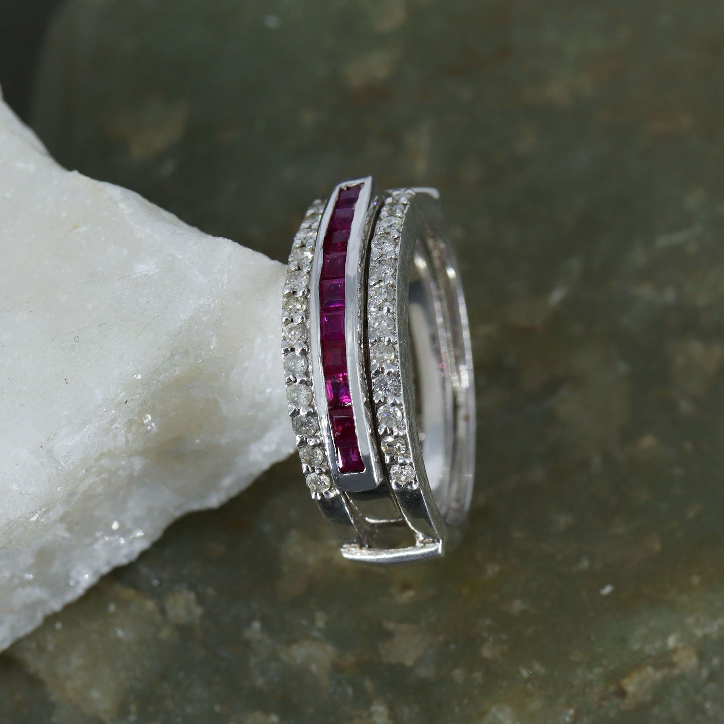 Magical Band Band Half Eternity Band Ruby Blue Sapphire Emerald Stone Ring Silver