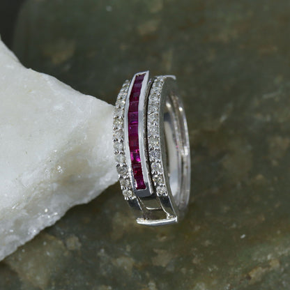 Magical Band Band Half Eternity Band Ruby Blue Sapphire Emerald Stone Ring Silver