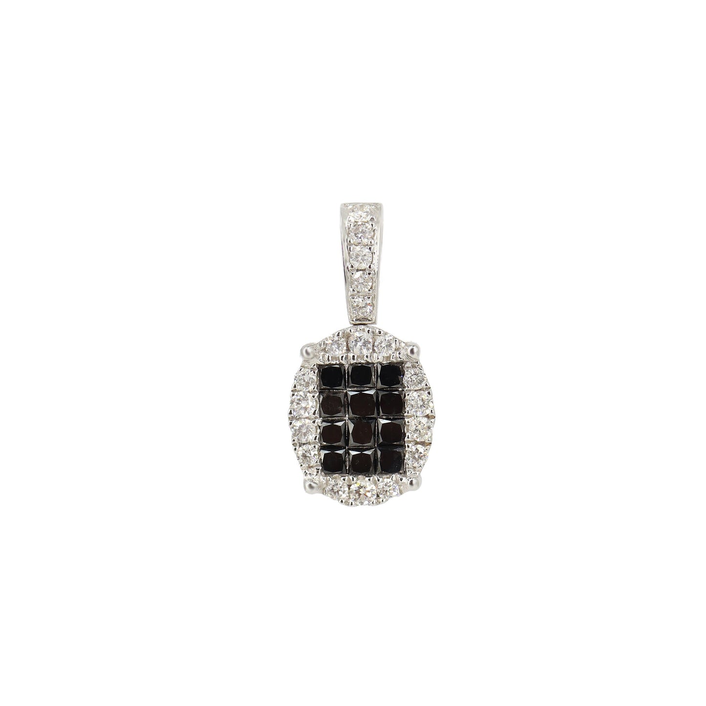 Invisible Princess Cut Black Pendant 18K Gold