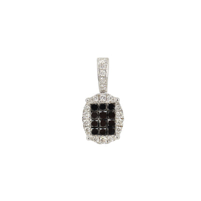 Invisible Princess Cut Black Pendant 18K Gold