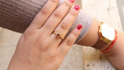 Peach Tourmaline Ring 18K Gold