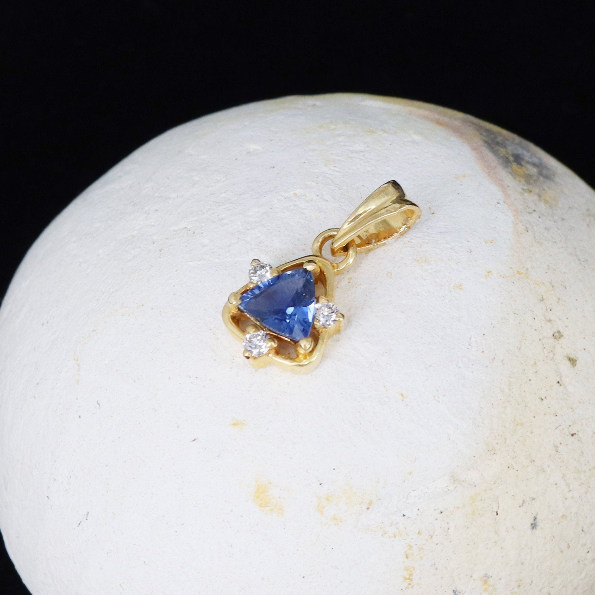 Yellow & Blue Sapphire Pendant 14K Gold