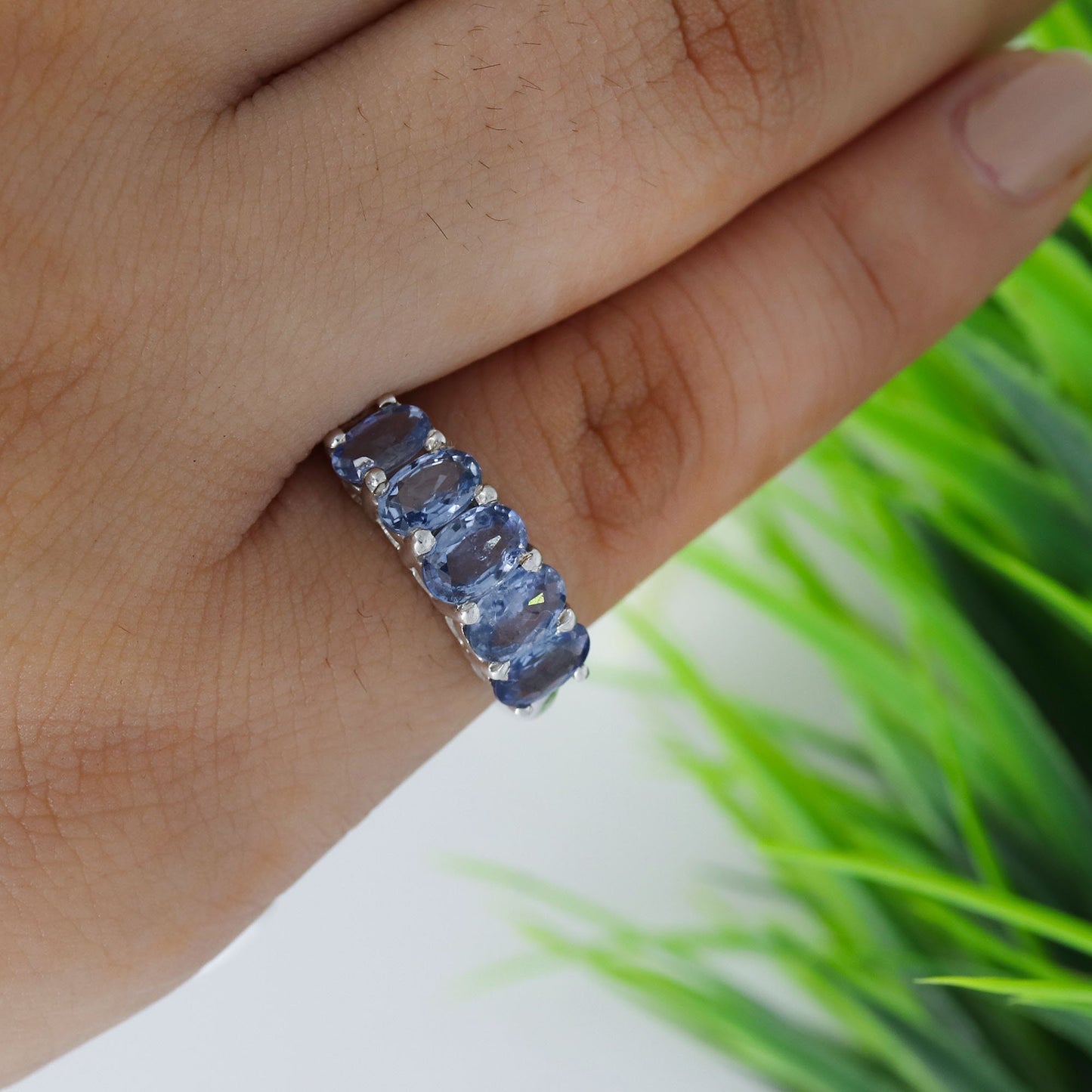 Elegant Blue Sapphire Ring Silver