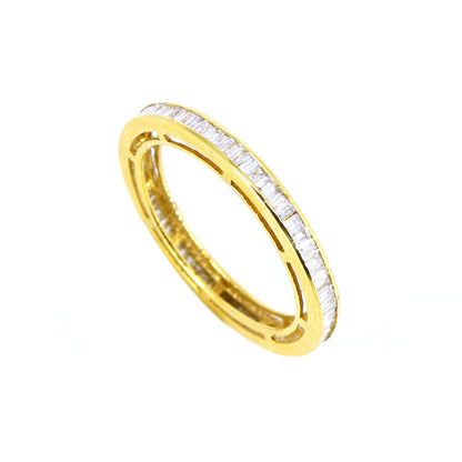 0.65 Carats Full Eternity Tapered Baguette Wedding Band Yellow Eternity Anniversary Band Channel Ring 18K Gold