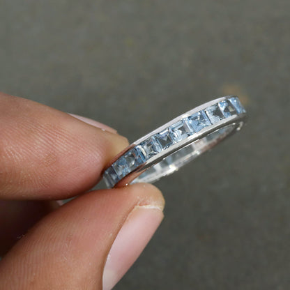 Full Eternity Band Blue Topaz Ring Silver