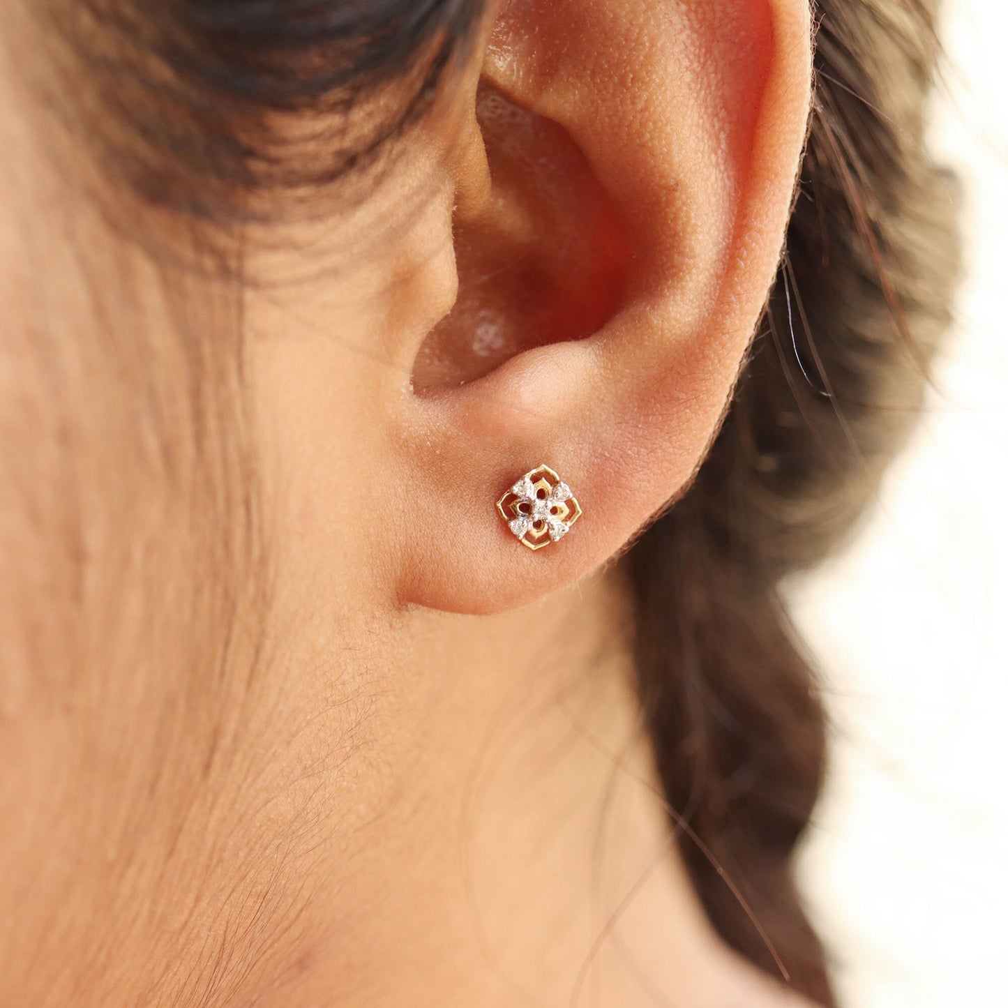 Tiny Yellow Earring 14K Gold
