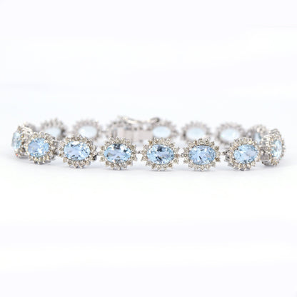 Oval Cut Aquamarine & Bracelet Silver
