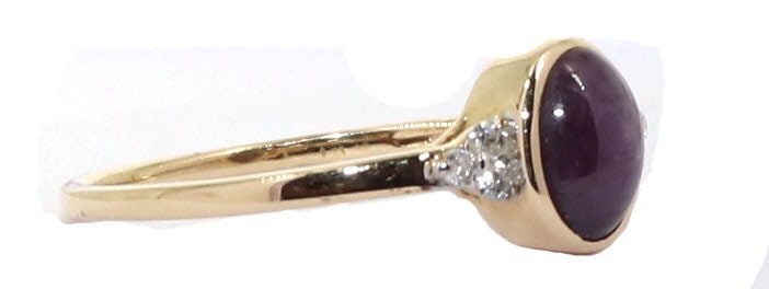 Certified Genuine Star Ruby Cabochon Solitaire Ring 14K Gold
