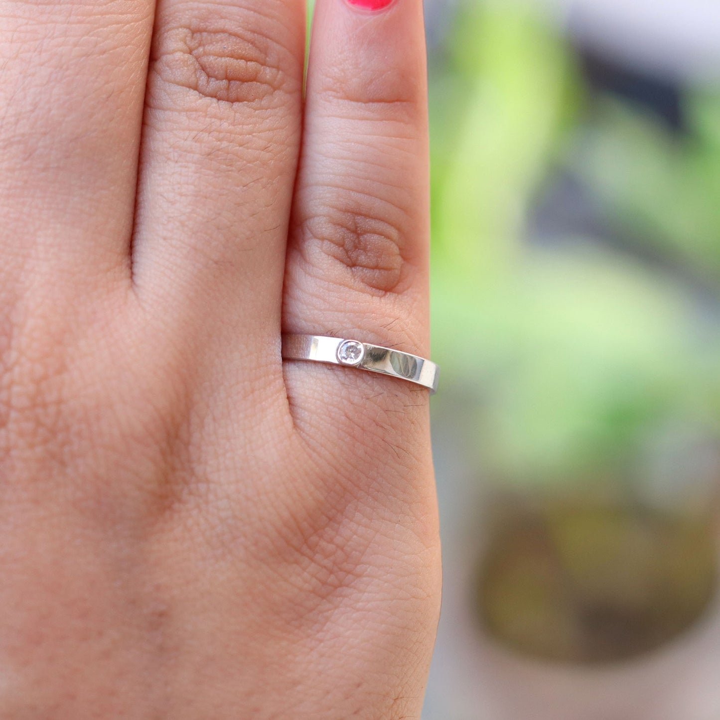 Dainty Yellow/White Band Round Cut Eternity Wedding Band Promise Ring 18K Gold