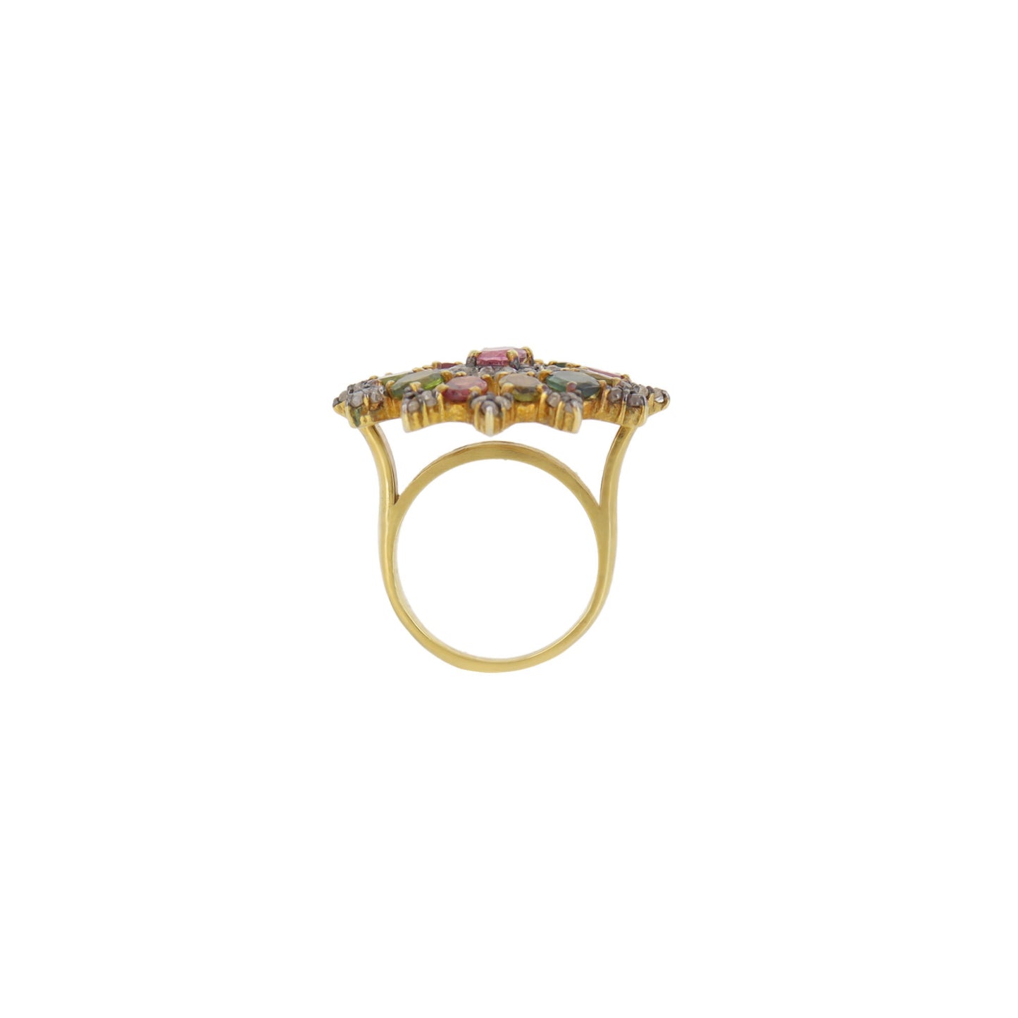 Multi Color Oval Tourmaline Ring Silver