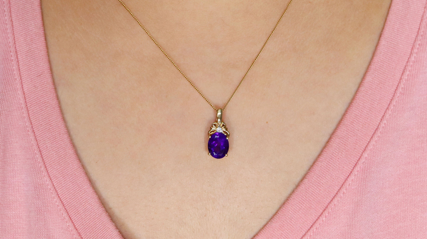 Amethyst Yellow Handmade Jewellery & Gemstone Pendant 14K Gold