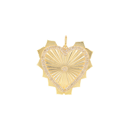 36X32Mm Shiny Heart Pendant 14K Gold