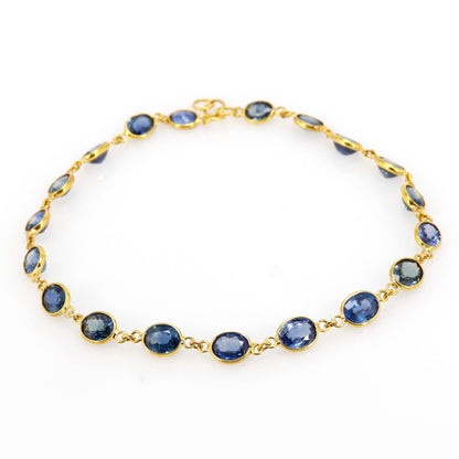 Handmade Blue Sapphire Bracelet 14K Gold