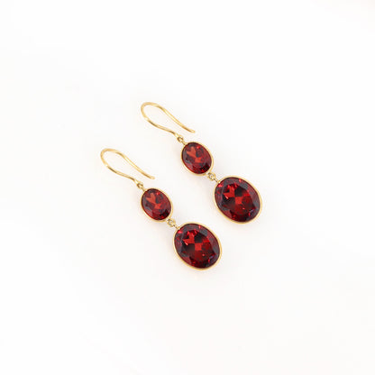 Garnet Drop Earring 18K Gold