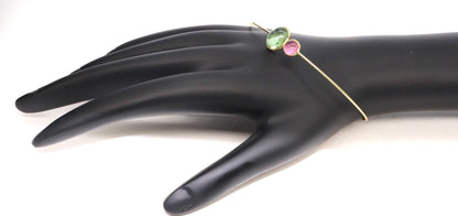 Open Cuff Bangle Flexible Bangle Yellow Bangle Multi Tourmaline Fine Jewelry Anniversary Multi Tourmaline 18K Gold