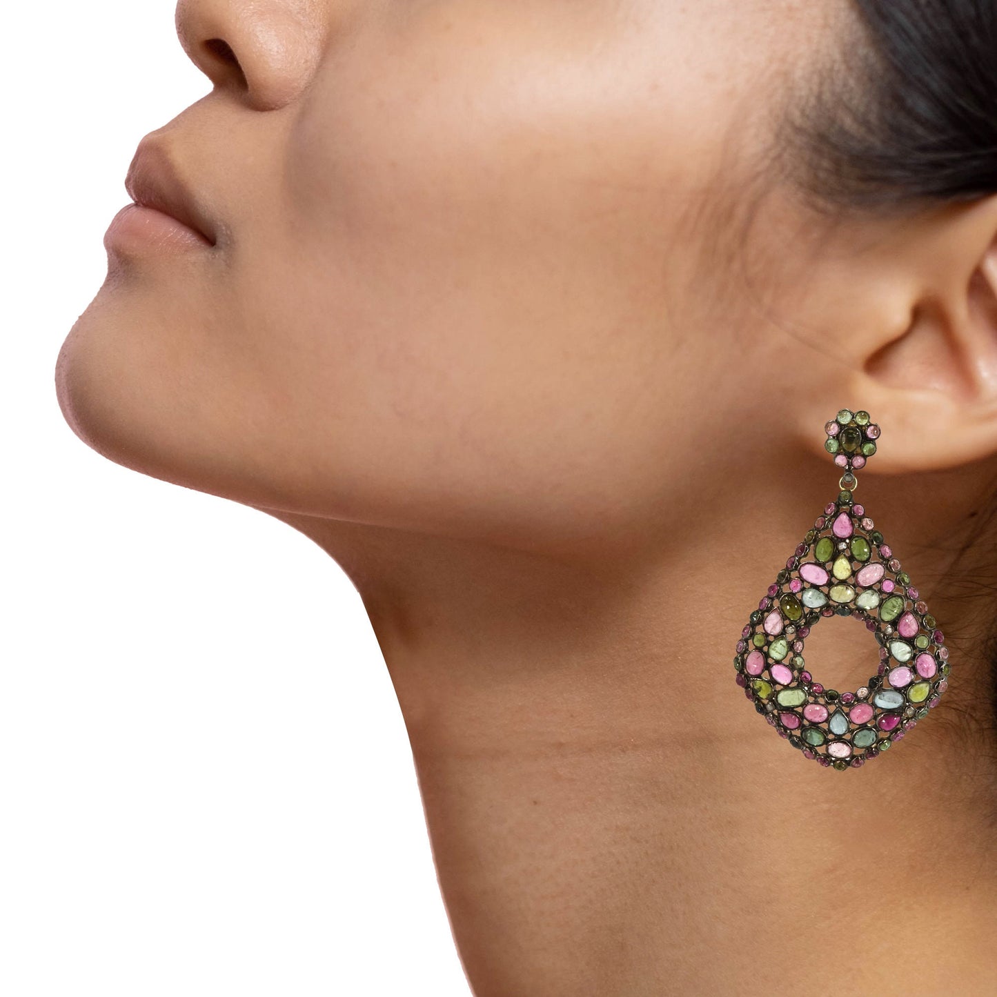 Multi Color Tourmaline Earring