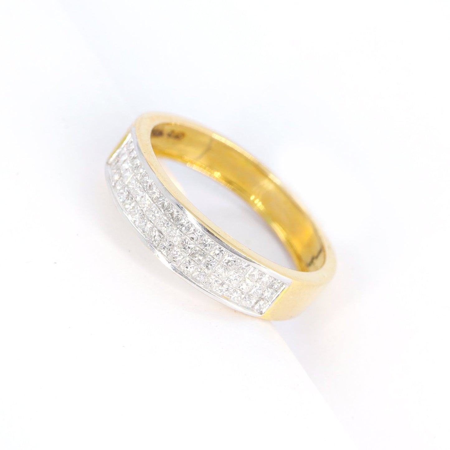 Half Eternity Yellow Band Princess Cut Ring 18K Gold