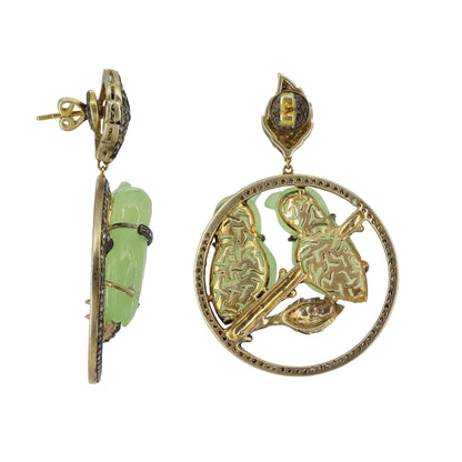 Exclusively Designed Chalcedony Bird Shape Carvings Earring