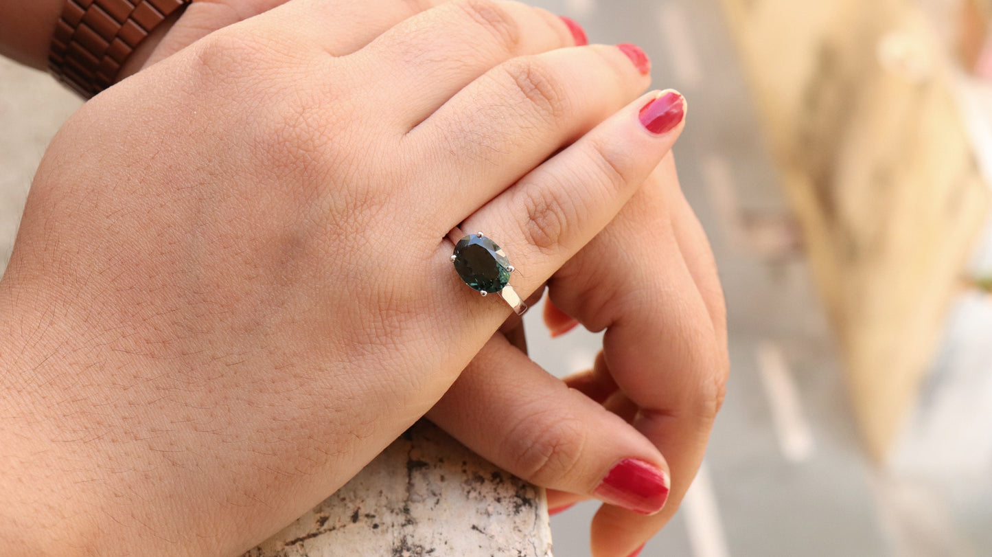 Nice Green Transparent Tourmaline Ring 14K Gold