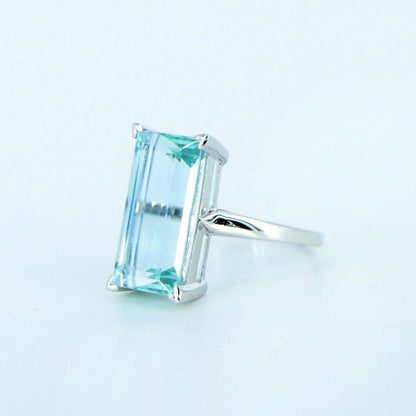 Aquamarine White Ring 14K Gold