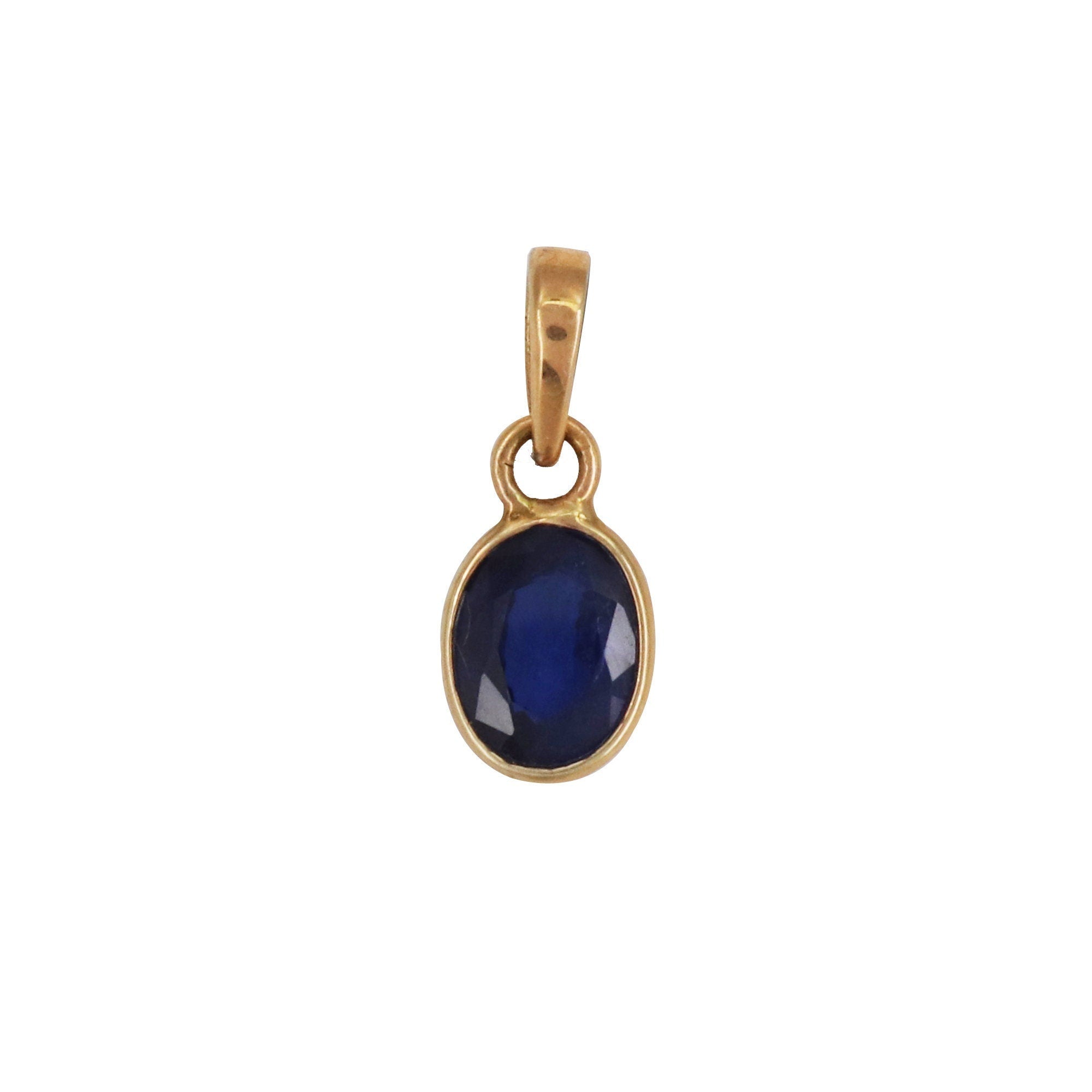 Oval Cut Blue Sapphire Necklace 14K Gold