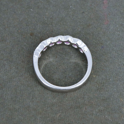 Half Eternity Band Ruby Ring Silver