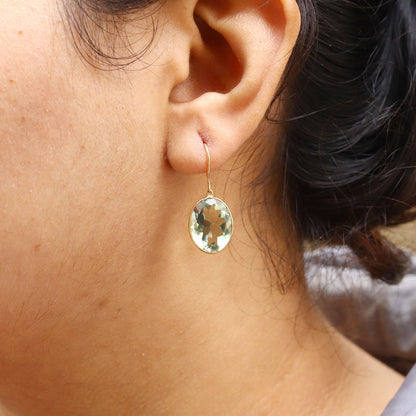Green Amethyst Earring 18K Gold