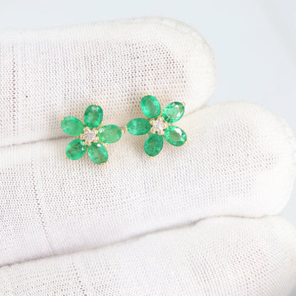 Yellow Emerald Stud Earring 14K Gold