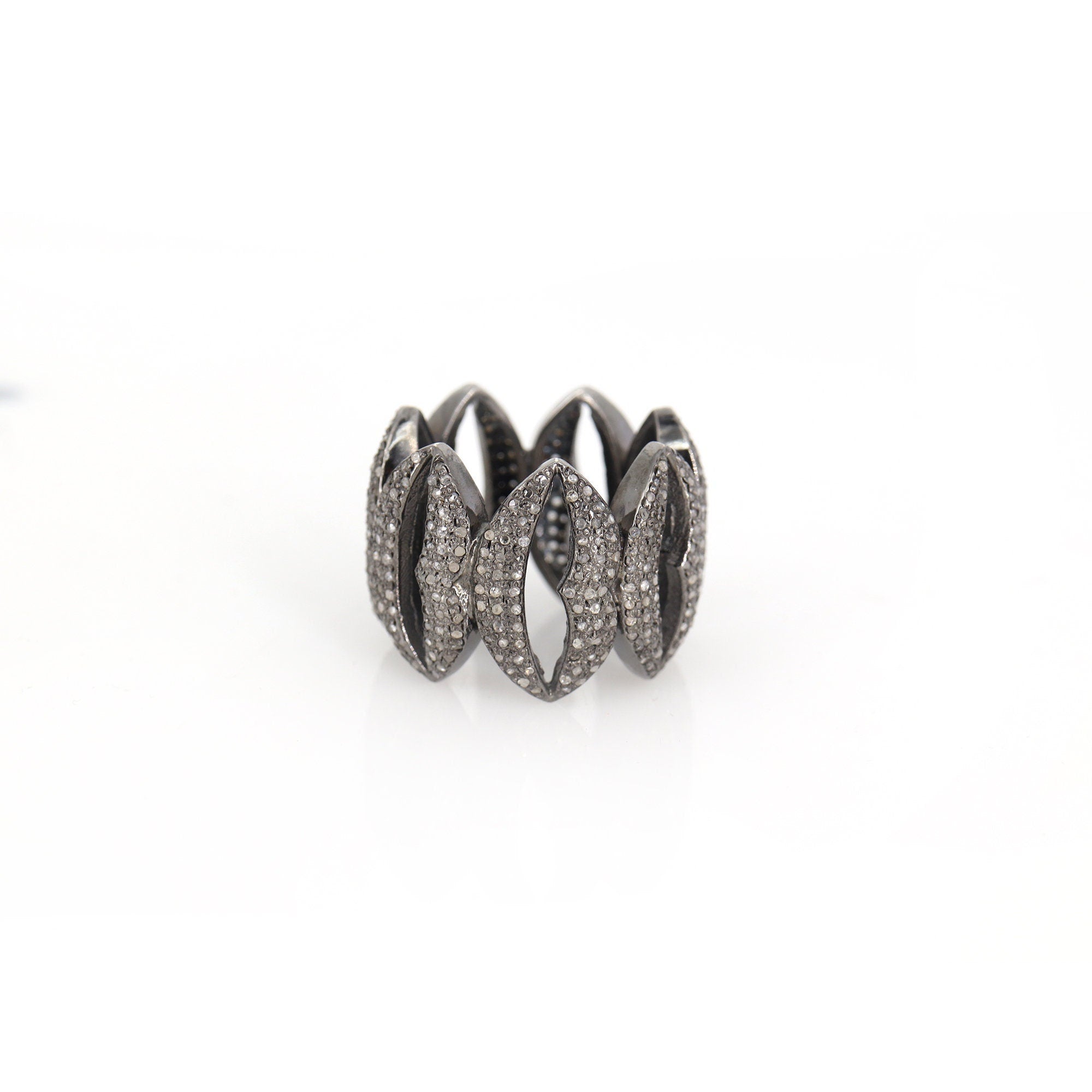 Lips Pave Ring Silver