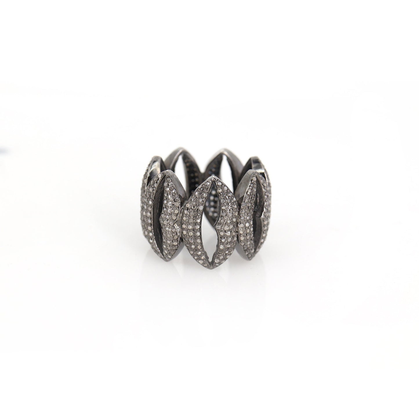 Lips Pave Ring Silver