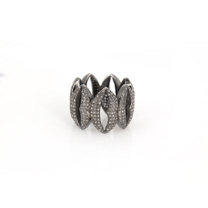 Lips Pave Ring Silver