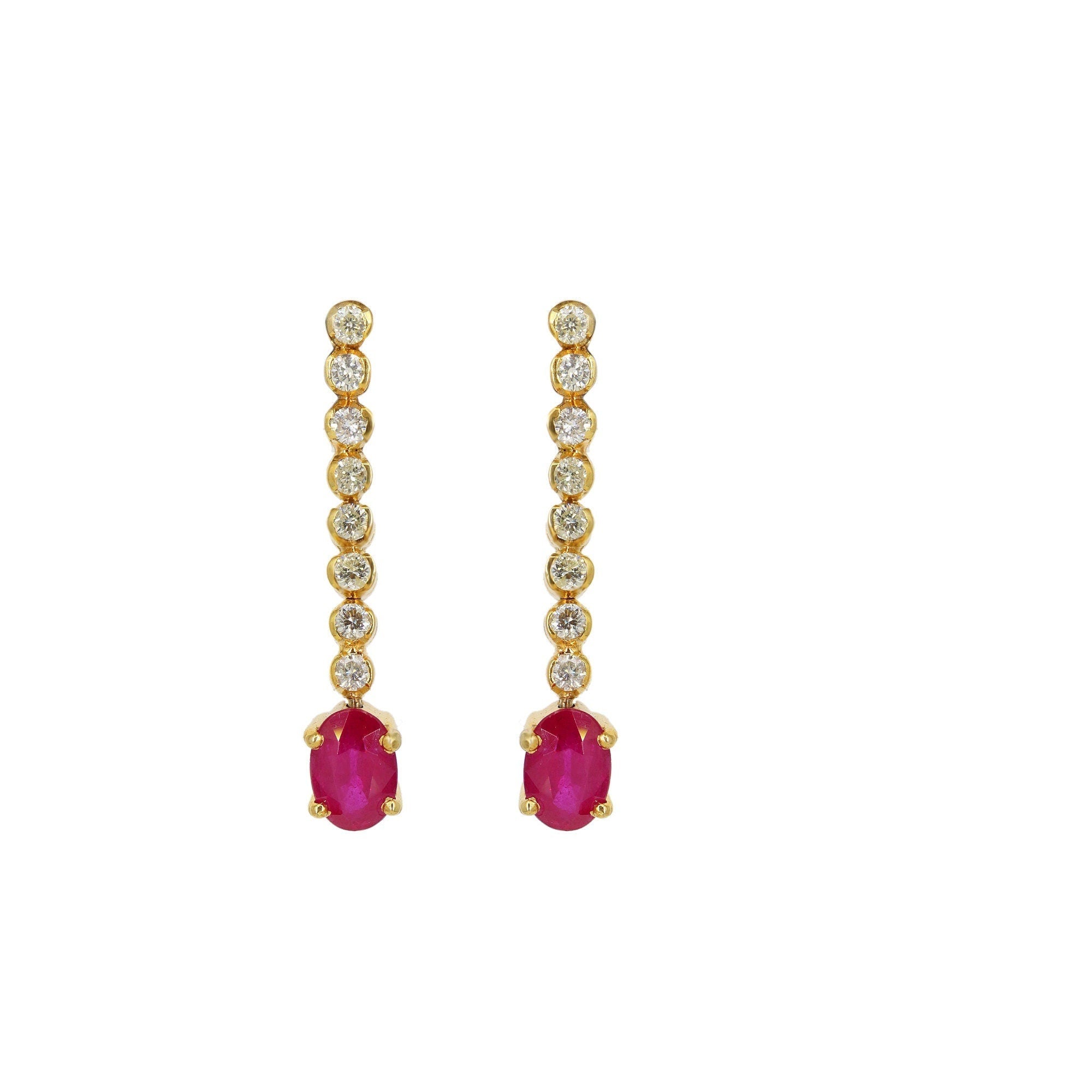 Ruby Dangle Drop Earring 18K Gold