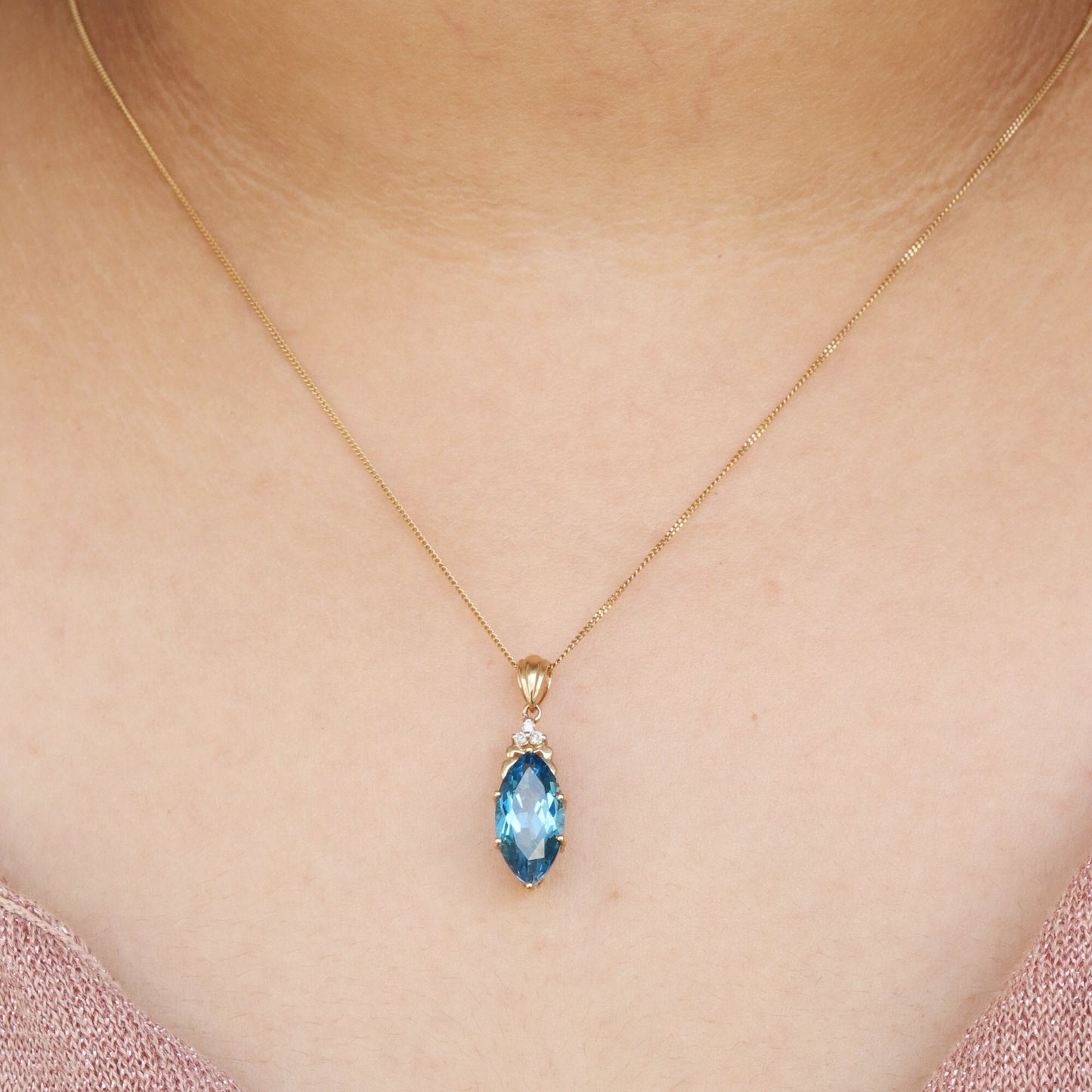 Marquise Cut Pendant 14K Gold