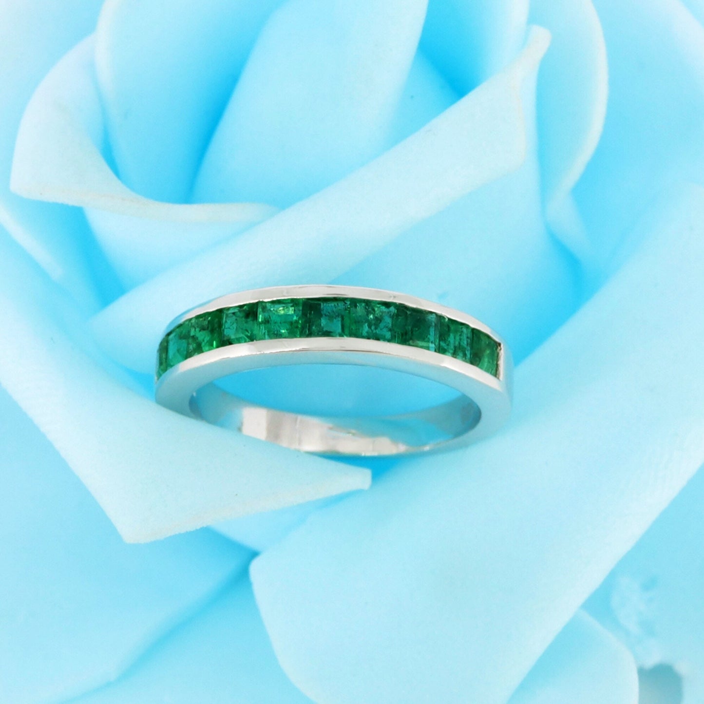White Emerald Eternity Ring 14K Gold