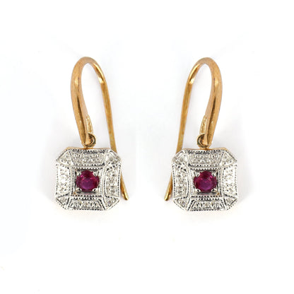 Red Ruby & Earring Gold