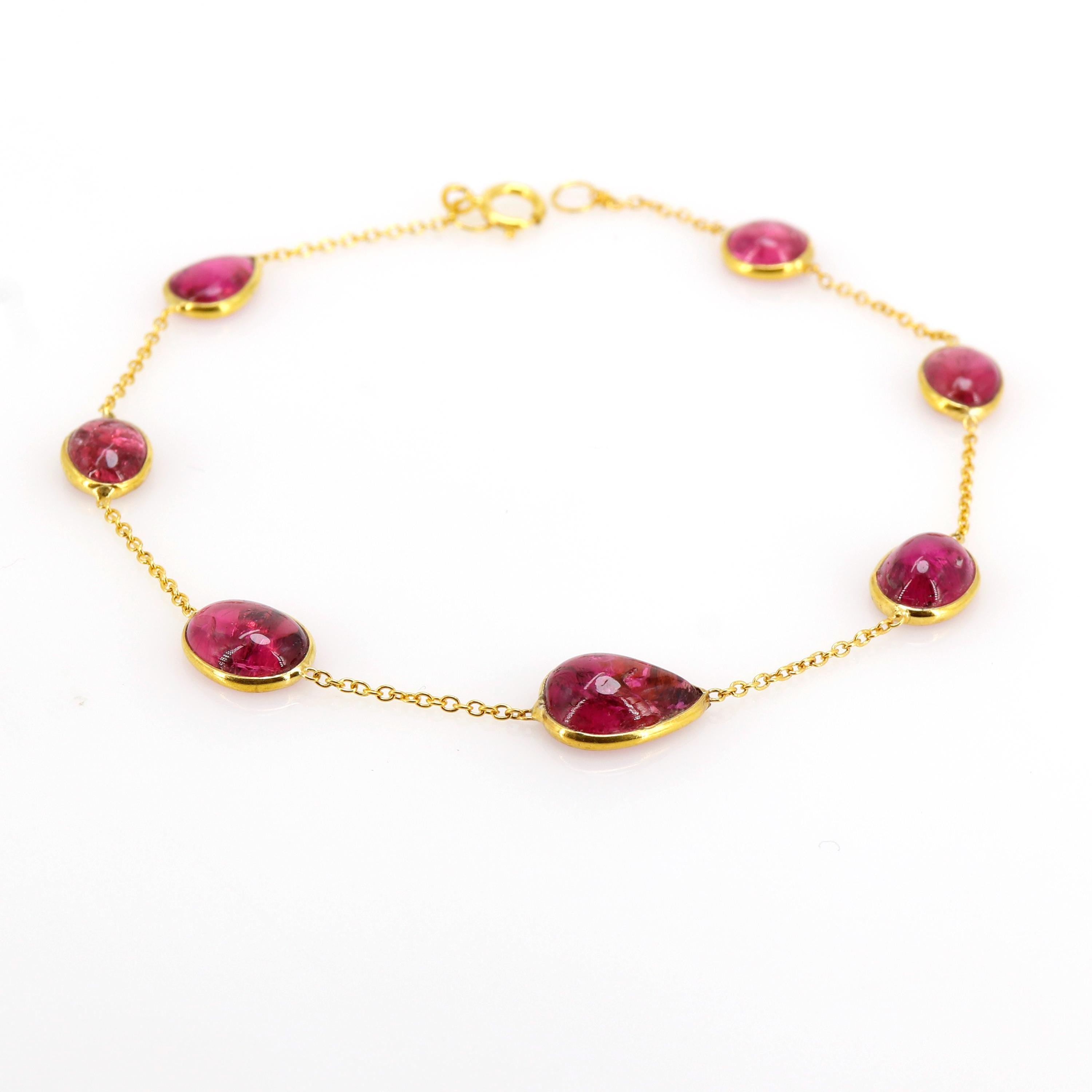 Pink Tourmaline Bracelet 14K Gold