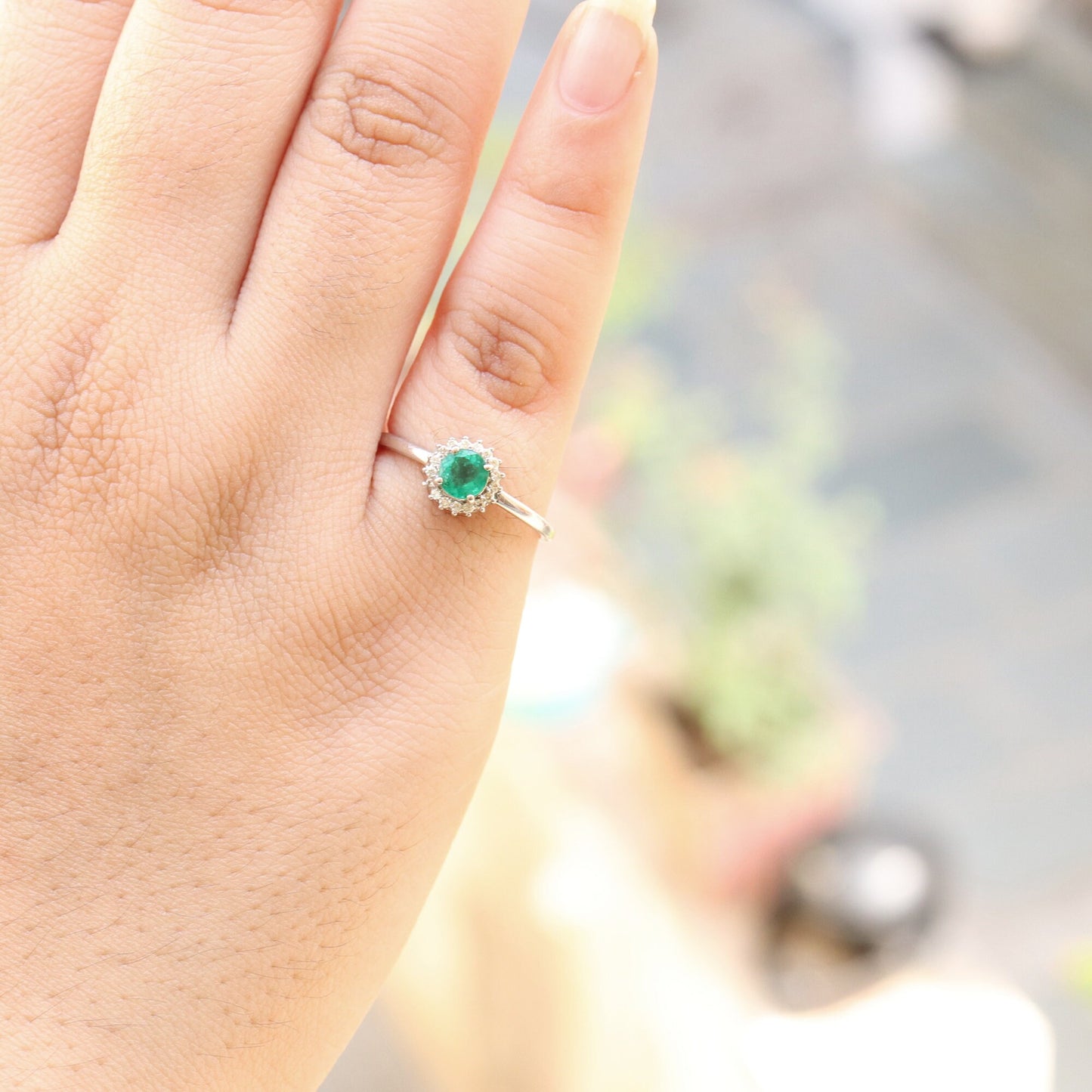 Dainty Emerald Ring 14K Gold