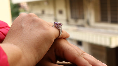 White Amethyst Engagement Ring 18K Gold