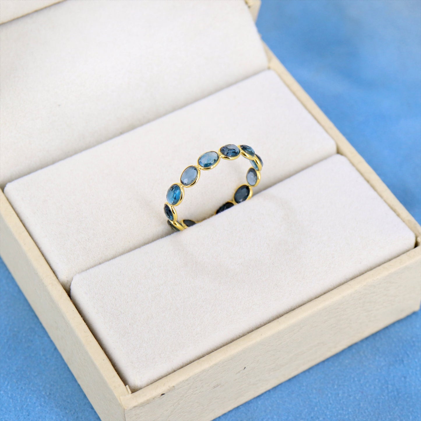 London Blue Topaz Semi Precious Stone Band Ring