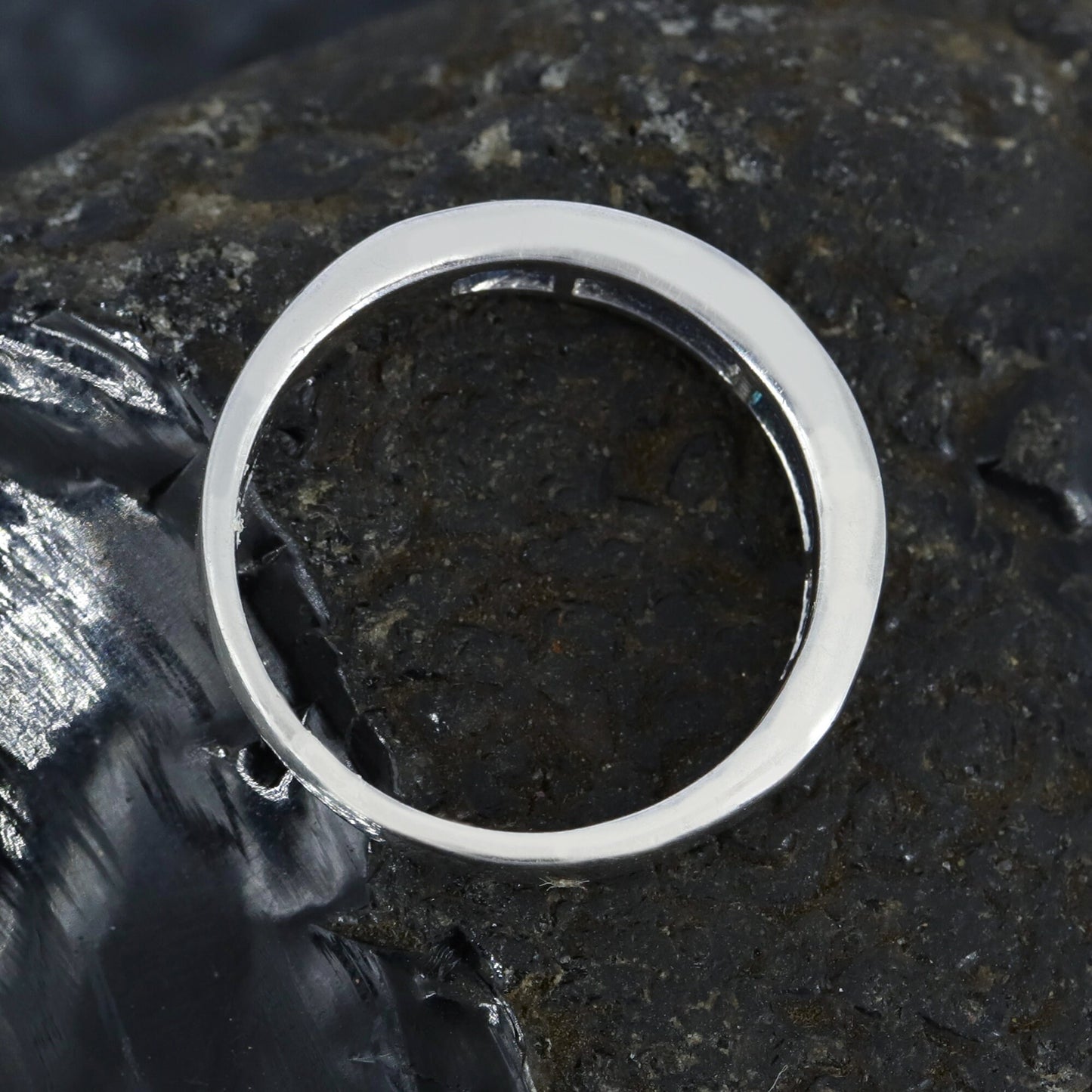 Baguette Cut Blue Sapphire Ring Silver